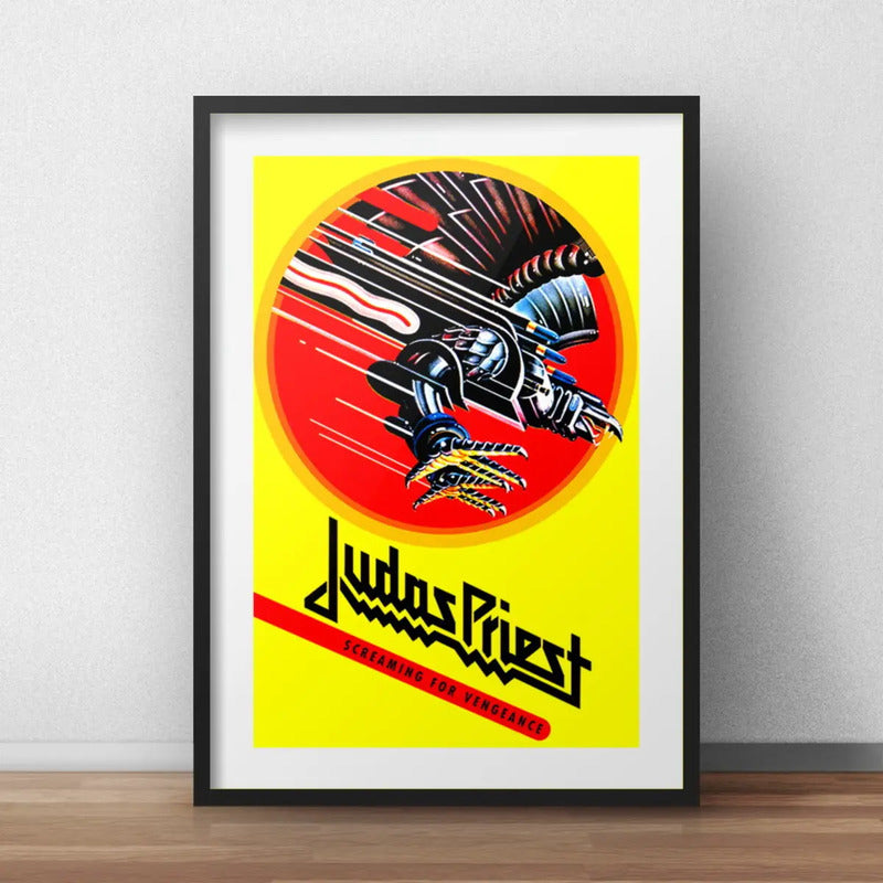 Cuadro Judas Priest Heavy Metal Brs2 Decoracion Con Paspartú Marco Negro