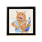 Cuadro Gato Bano Dientes Cepillo Mascotas Decoracion Pet