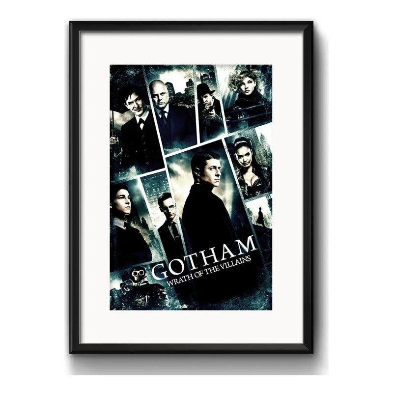 Cuadro Gotham Serie Tv Batman Decoracion Con Paspartú Marco Negro