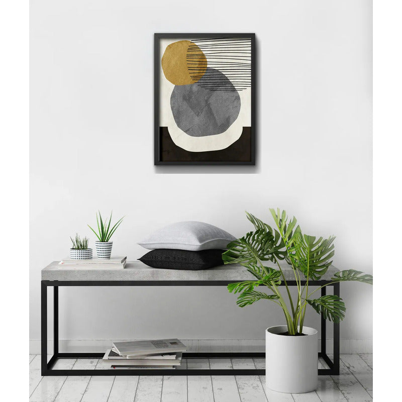 Cuadro Dormitorio Living Boho Abstract Tonos Terrosos Brs1 Marco Negro