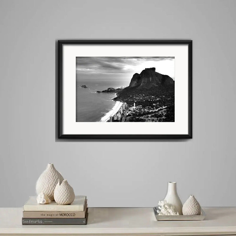 Cuadro Rio De Janeiro Fotos Blanco Negro Brs9 Con Paspartú Piedra Da Gávea Con Marco Negro