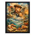 Cuadro Pablo Neruda Arte Retro Obras Escritor Poeta Chileno Marco Negro