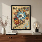 Cuadro E. T. El Extraterrestre Pelicula Mapa Arte Retro Marco Negro