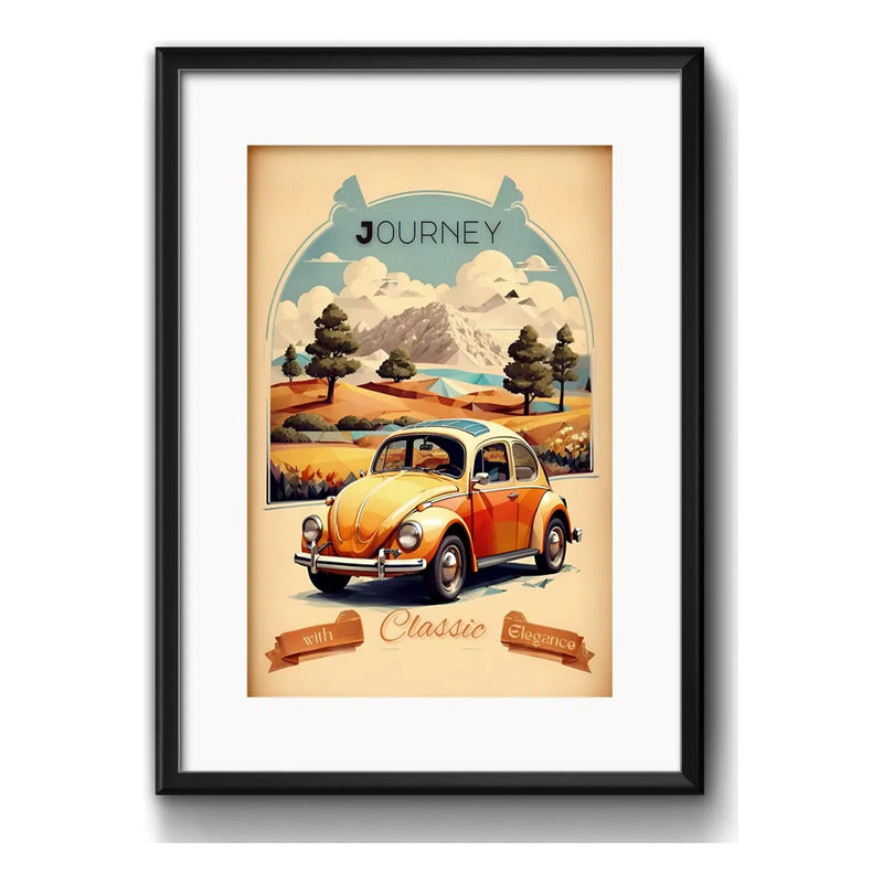 Cuadro Autos Antiguos Modelos Marcas Iconicas Con Paspartu Fusca Volkswagen Auto Vintage Con Marco Negro