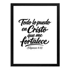 Cuadro Versiculo Biblia Filipenses 4:13 Todo Lo Puedo Arte Marco Negro