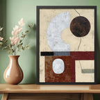Cuadro Dormitorio Living Boho Abstracto B2 Tonos Terrosos Marco Negro