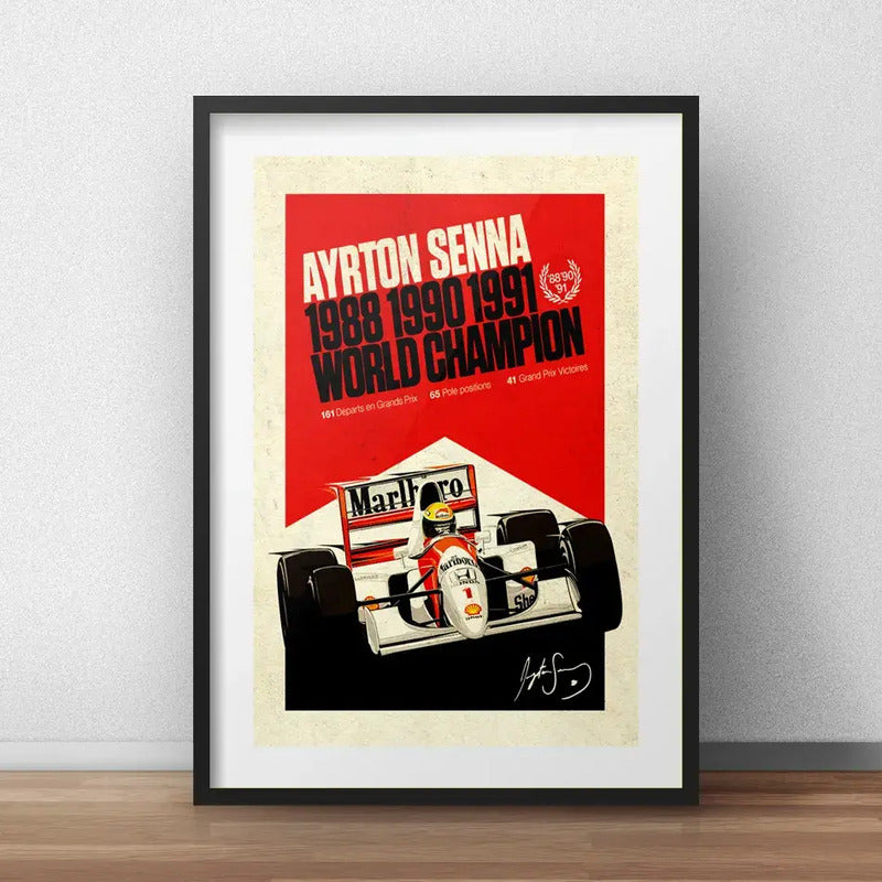 Cuadro Ayrton Senna Piloto Formula 1 Decoración Con Paspartu Ayrton Senna 1 Con Marco Negro