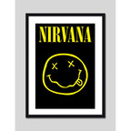 Cuadro Nirvana Smile Rock Grunge Musica Arte Decoracion Marco Negro
