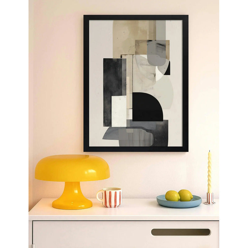 Cuadro Dormitorio Living Boho Arte Abstracto Borde Urbano Marco Negro