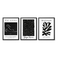 Set 3 Cuadros Picasso Matisse Kusama Black Minimalista Arte Marco Negro