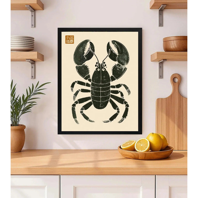 Cuadro Langosta Matsumoto Hoji Arte Japon Decoracion Cocina Marco Negro