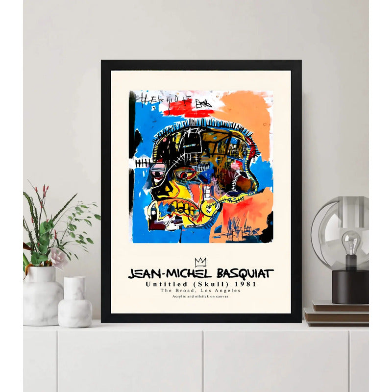 Cuadro Basquiat Sin Título Cráneo Arte Urbano Decoración Marco Negro