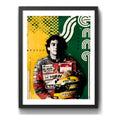 Cuadro Ayrton Senna Formula 1 Mclaren Casco Amarillo Arte Marco Negro