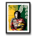 Cuadro Ayrton Senna Formula 1 Mclaren Casco Amarillo Arte Marco Negro