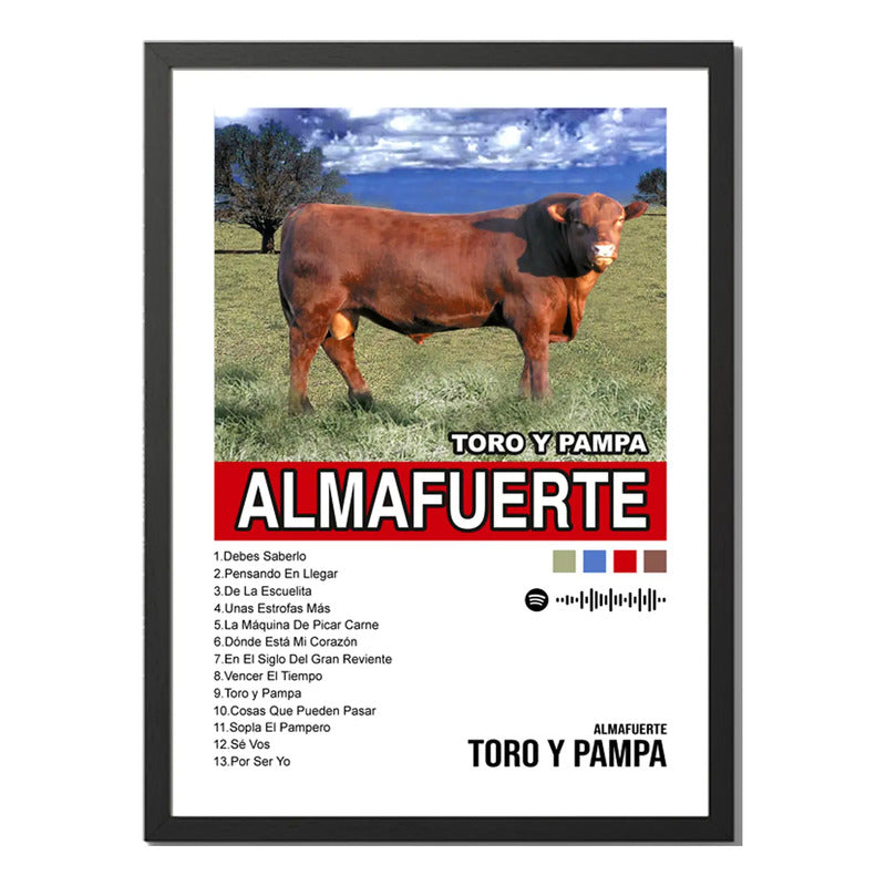 Cuadro Almafuerte Toro Y Pampa Album Spotify Canciones Rock Marco Negro