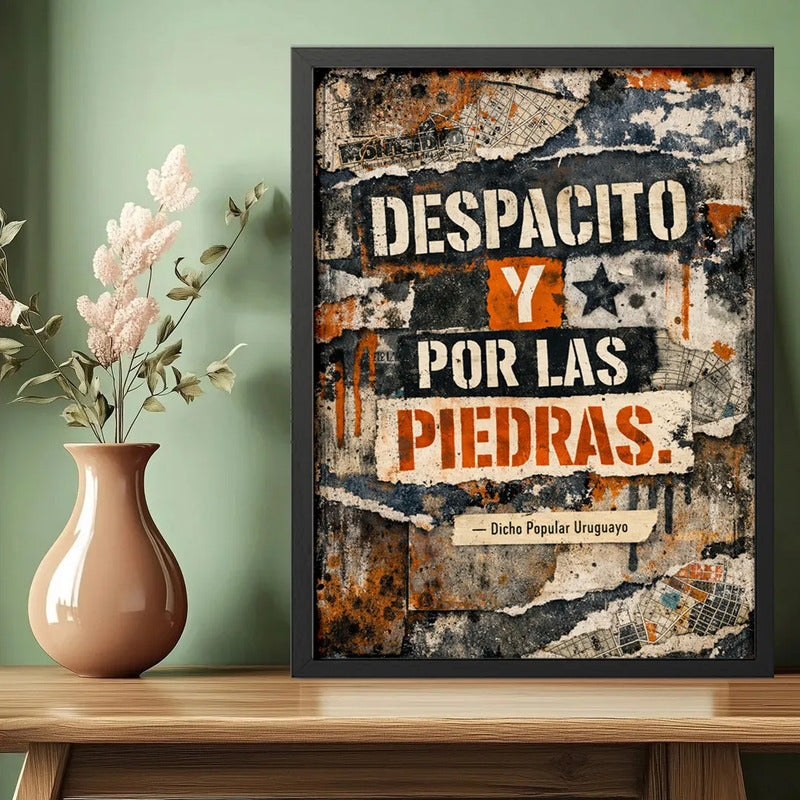 Cuadro Frase Motivacional Coach Despacito Y Por Las Piedras Marco Negro