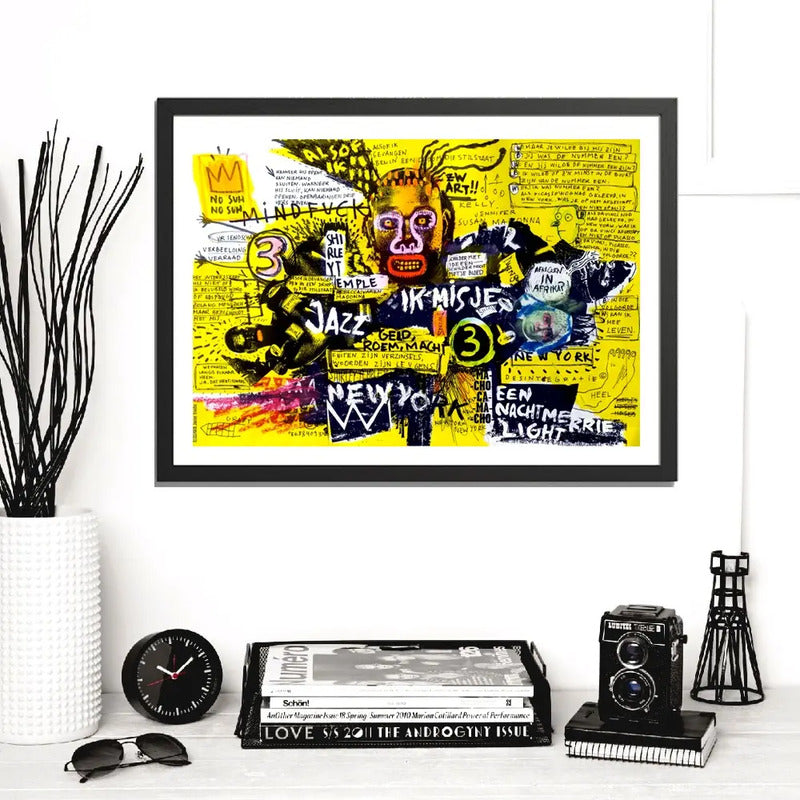 Cuadro Basquiat Arte Urbano Callejera Graffitis Street Art Basquiat Jazz And Revolt Con Marco Negro