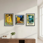 Set 3 Cuadros Para Living Cocina Estudio Famous Artists Gustav Klimt Van Gogh Picasso Con Marco Negro