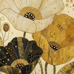 Cuadro Living Dormitorio Floral Dorado Beige Gustav Klimt Marco Negro