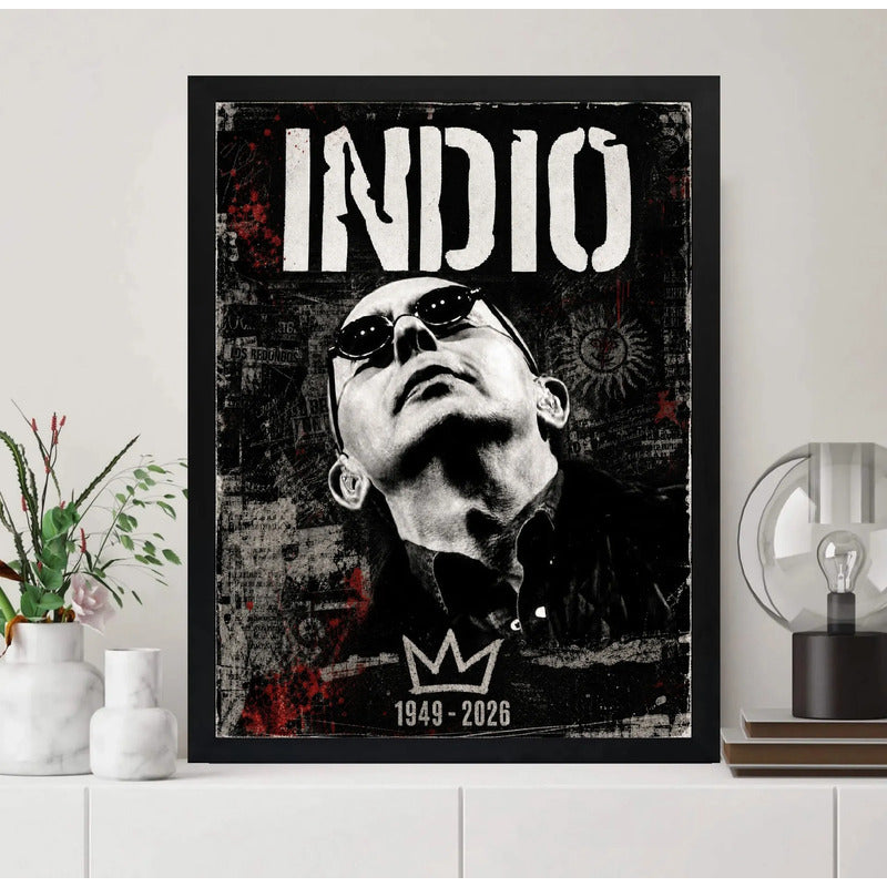 Cuadro Indio Solari Eterno Los Redondos Homenaje Rock Brs2 Marco Negro