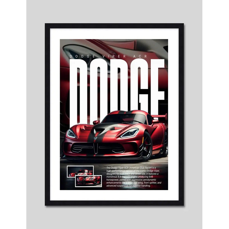 Cuadro Dodge Viper Acr Auto Modelo Carrera Decoracion Marco Negro