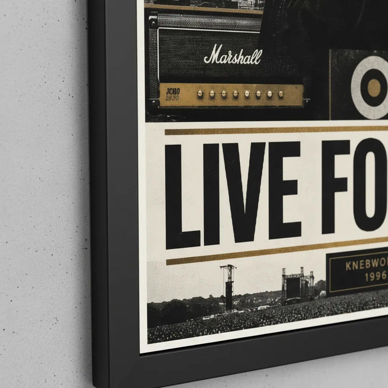 Cuadro Oasis Live Forever Manchester City Futbol Arte Rock Marco Negro