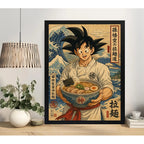 Cuadro Goku Ramen Poke Comida Arte Japones Cocina Anime Geek Marco Negro
