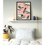 Cuadro Para Dormitorio Gatos En Nubes Rosa Suave Decoracion Marco Negro