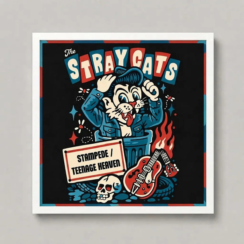 Cuadro Stray Cats Gato Rockabilly Album Rock Musica Marco Blanco