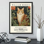 Cuadro Gato Flores William Morris Art & Crafts Exposición Marco Negro
