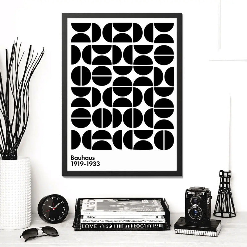 Cuadro Para Living Cocina Estudio Decoracion Moderna Black Bauhaus Blanco Y Negro Con Marco Negro