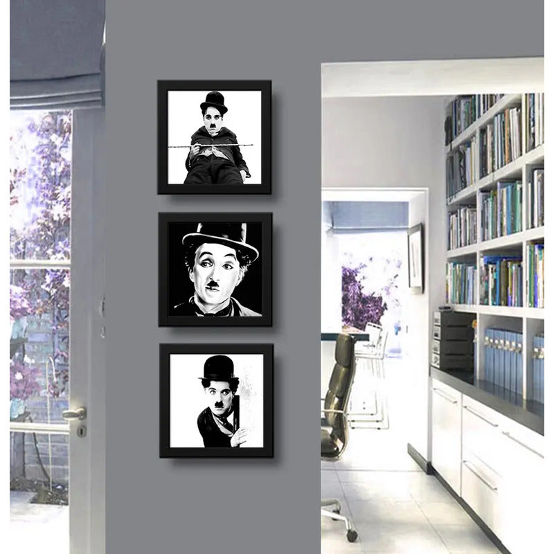 Set 3 Cuadros Charlie Chaplin Pelicula Cine Retro Decoracion