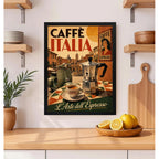 Cuadro Café Italia Arte Espresso Vespa Retro Cocina Vintage Marco Negro