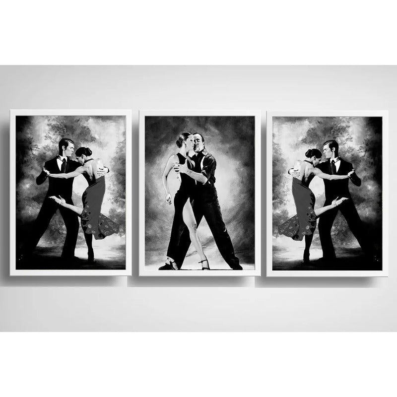 Set 3 Cuadros Tango Danza En Blanco Y Negro Decoracion
