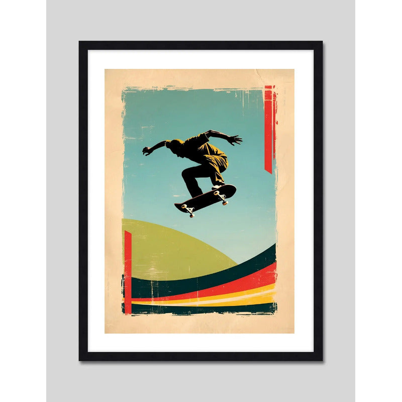 Cuadro Skate Street Pop Art Skater Arte Deportes Decoracion Marco Negro