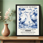 Cuadro Garzas Botanico William Morris En Azul Y Blanco Arte Marco Negro