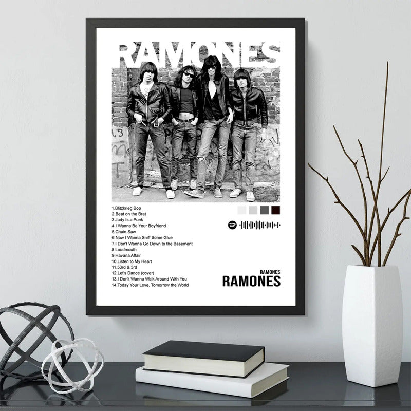 Cuadro Ramones Primero Album Spotify Canciones Punk Rock Marco Negro
