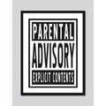 Cuadro Parental Advisory Explicit Content Frase Decoracion Marco Negro