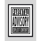 Cuadro Parental Advisory Explicit Content Frase Decoracion Marco Negro