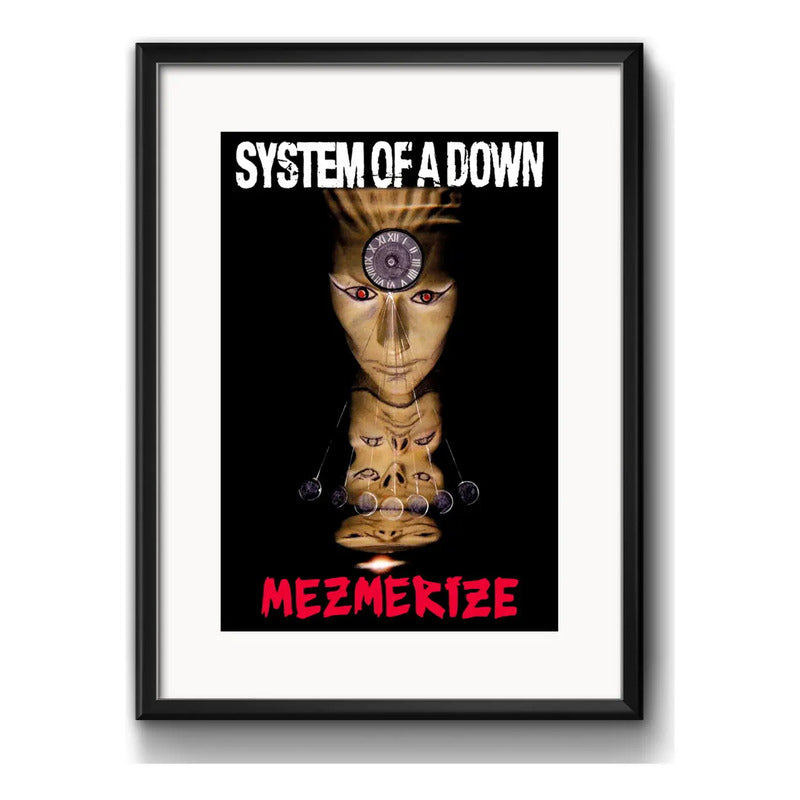 Cuadro System Of A Down Metal Rock Decoracion Con Paspartú Marco Negro