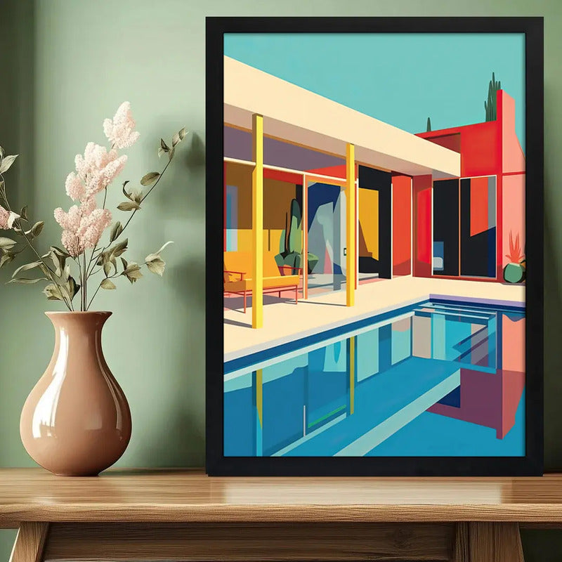 Cuadro Arquitectura Moderna Bauhaus Proyectos De Decoracion Casa Con Piscina David Hockney Negro