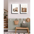 Set 2 Cuadros Paisajes De Playa Tonos Beige Neutros Dunas Marco Blanco
