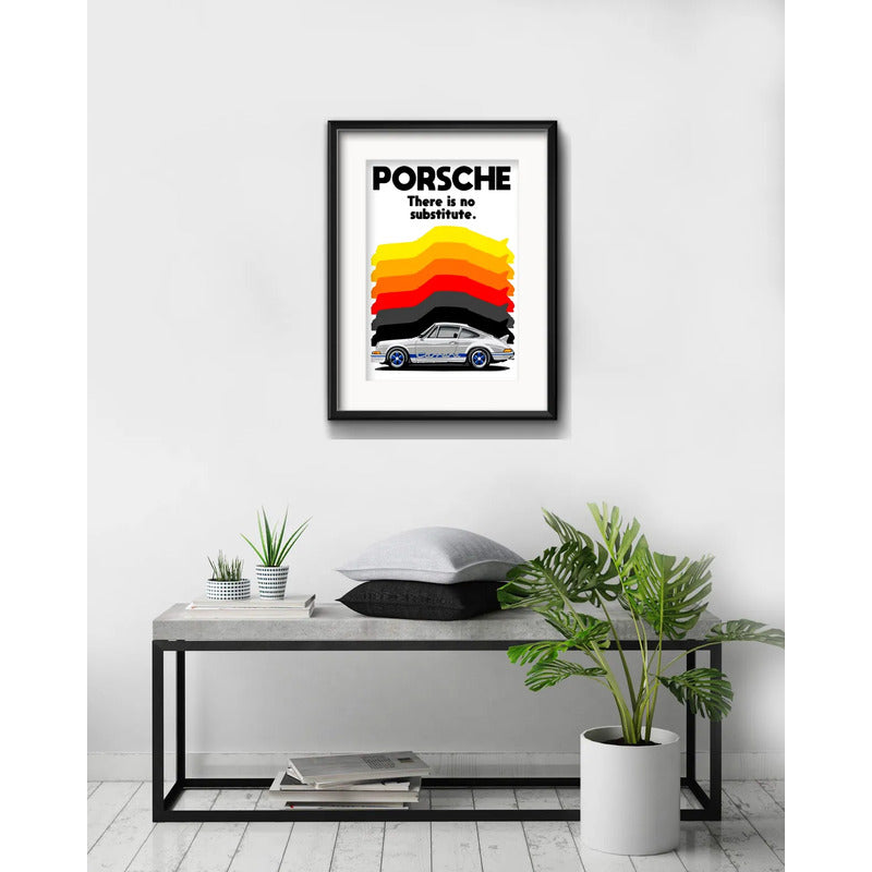 Cuadro Porsche Auto Frase No Substitute 53x43cm Con Paspartú Marco Negro