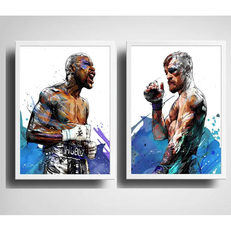 Set 2 Cuadros Mcgregor Mayweather Boxeo Ufc Deporte Gym