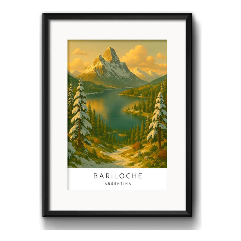 Cuadro Bariloche Patagonia Argentina 53x43cm Con Paspartú Marco Negro