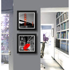 Set 2 Cuadros Paris Ciudad Y Puente De San Francisco 33x33cm Marco Negro