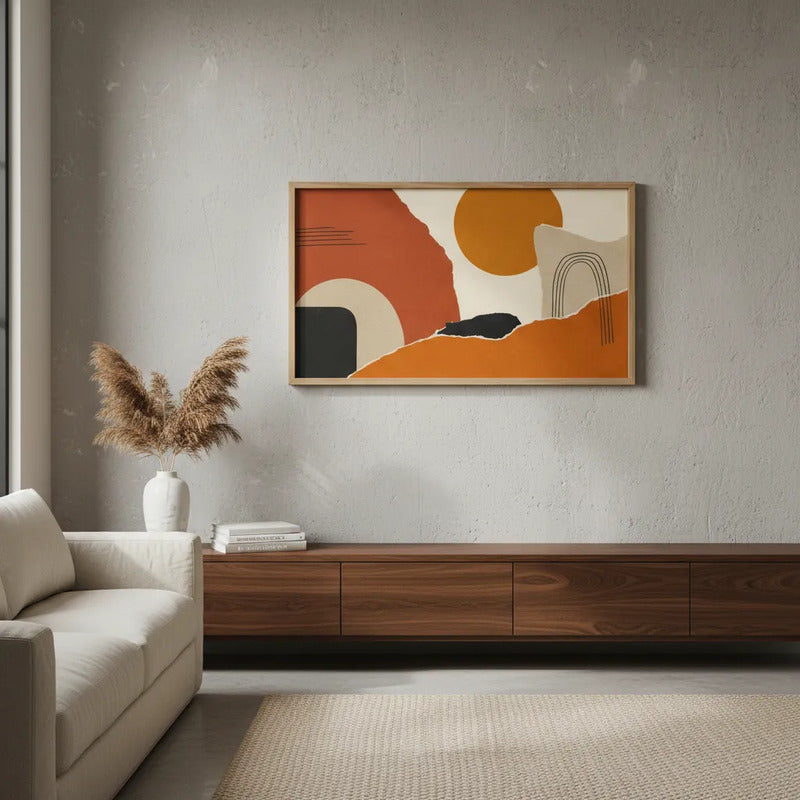 Cuadro Dormitorio Living Boho Abstract Tonos Terrosos Grande Abstracto Textura Marrón Claro