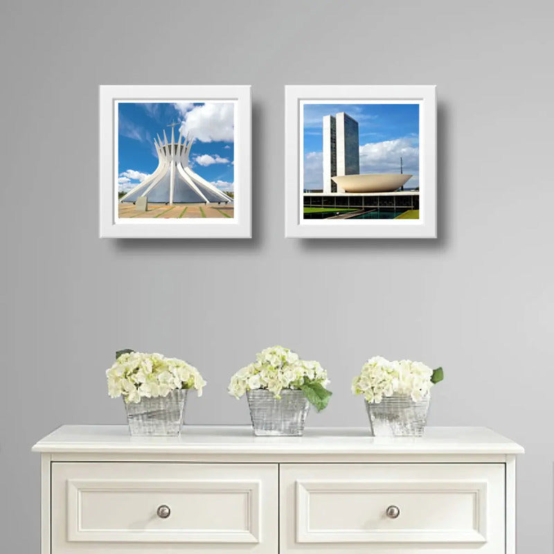 Set 2 Cuadros Brasilia Capital Brasil Parlamento Catedral