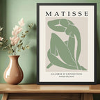Cuadro Dormitorio Living Matisse Bs5 Tonos Verde Beige Claro Marco Negro