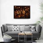 Cuadro Rockeros Famosos En El Bar Rock Stars 1 Retro 33x33cm Marco Negro